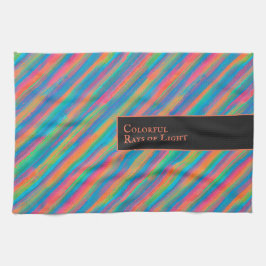 Kleurrijke lichtstralen die in duisternis vallen theedoek