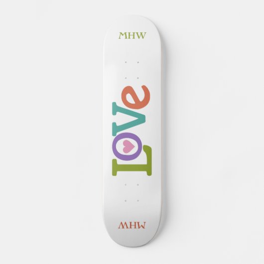 Kleurrijke Liefde aangepaste monogram skateboards (Voorkant)