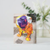 Kleurrijke Liefde Bulldog Briefkaart (Staand voorkant)