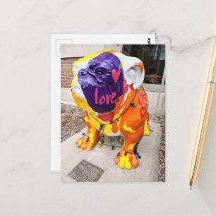 Kleurrijke Liefde Bulldog Briefkaart