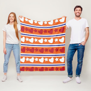 Kleurrijke liefde harten ster strepen patroon fleece deken