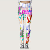 Kleurrijke LIEFDE Leggings (Voorkant)