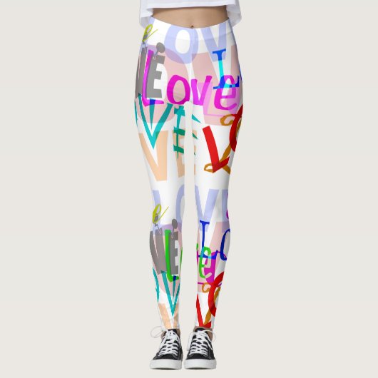 Kleurrijke LIEFDE Leggings (Voorkant)