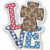 Kleurrijke "LIEFDE" met kruis Sticker (Voorkant)