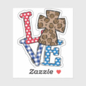 Kleurrijke "LIEFDE" met kruis Sticker (Vel)