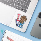 Kleurrijke "LIEFDE" met kruis Sticker (Laptop met iPhone)
