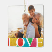 kleurrijke LIEFDE VREDE VREUGDE vrolijke kerst fot Keramisch Ornament (Links)