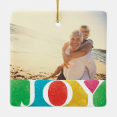 kleurrijke LIEFDE VREDE VREUGDE vrolijke kerst fot Keramisch Ornament (Achterkant)