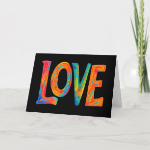 Kleurrijke liefde Woord Blank Kaart