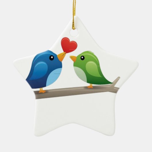 Kleurrijke liefdesvogels keramisch ornament (Voorkant)