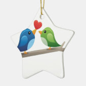 Kleurrijke liefdesvogels keramisch ornament (Links)