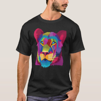 kleurrijke lieve leeuwin Vrouwelijk Leeuwengezicht T-shirt