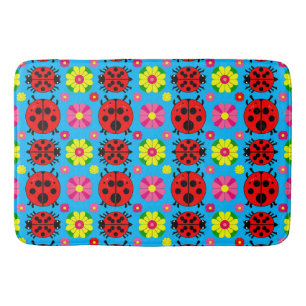 Kleurrijke Lieveheersbeestjes en Bloemen Badmat