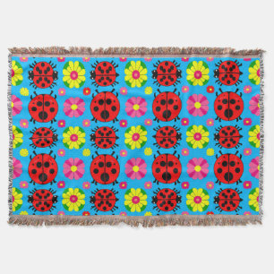 Kleurrijke Lieveheersbeestjes en Bloemen Deken
