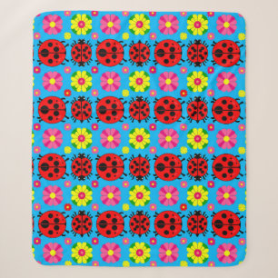 Kleurrijke Lieveheersbeestjes en Bloemen Sherpa Deken