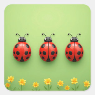 Kleurrijke Lieveheersbeestjes Grappig Cadeau Vierkante Sticker