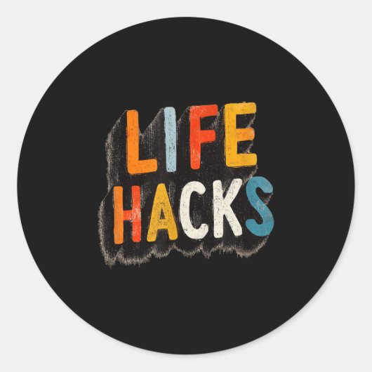 Kleurrijke Life Hacks Embleem Ronde Sticker (Voorkant)