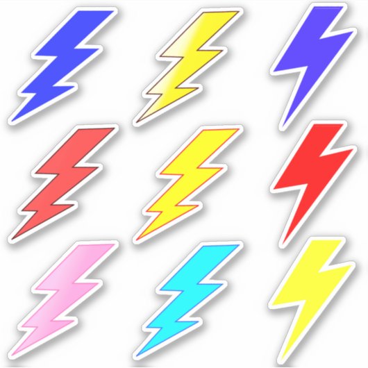 Kleurrijke Lightning Bolt Pack Stickers (Voorkant)