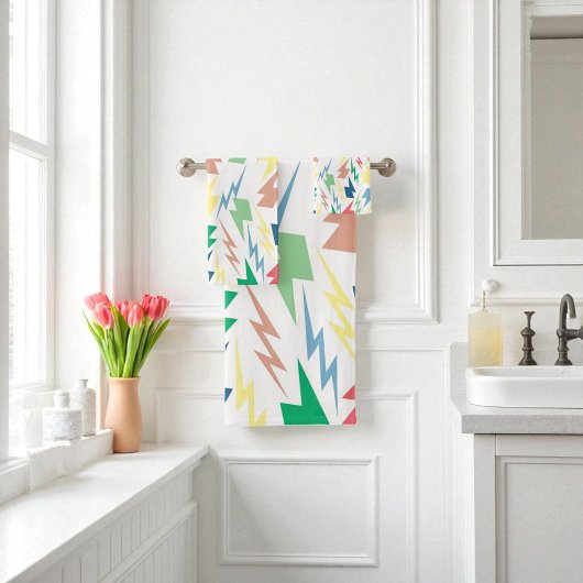 Kleurrijke Lightning Y2K Indie Levendige Badkamers Bad Handdoek