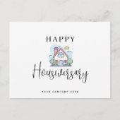 Kleurrijke lijn Art House Happy Housiversary Realt Briefkaart (Voorkant)