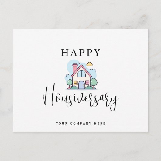 Kleurrijke lijn Art House Happy Housiversary Realt Briefkaart (Voorkant)