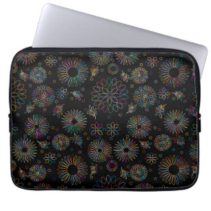 Kleurrijke lijn kunst spiralen bloemen patroon op  laptop sleeve