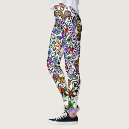 Kleurrijke lijndriehoekbloem leggings
