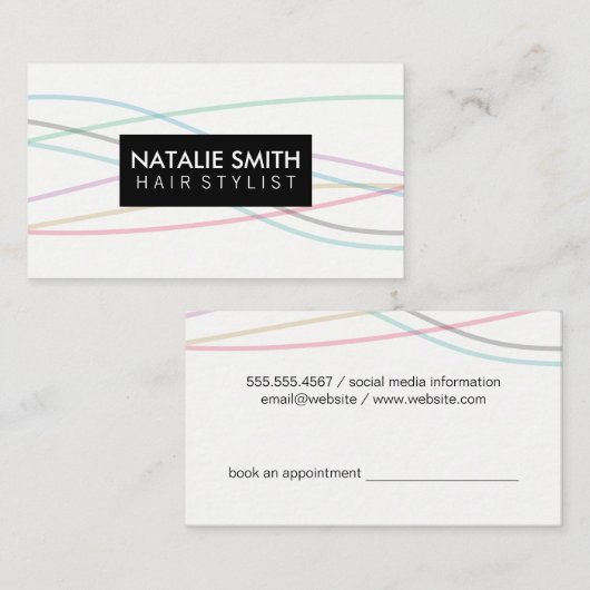 Kleurrijke lijnen / Afspraak Afsprakenkaartje (Voorkant / Achterkant)