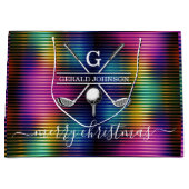 Kleurrijke lijnen Custom Elegant Golf Monogram Ont Groot Cadeauzakje (Voorkant)