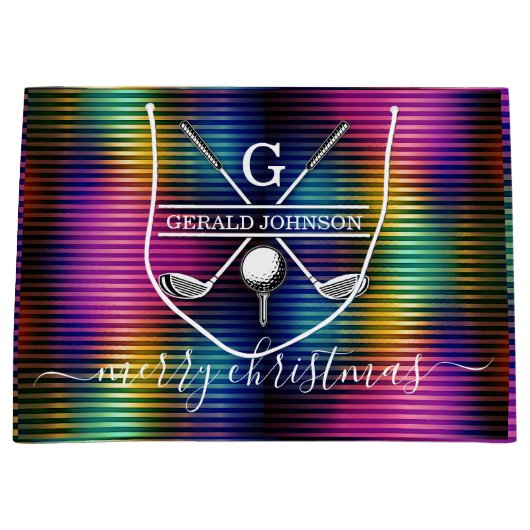 Kleurrijke lijnen Custom Elegant Golf Monogram Ont Groot Cadeauzakje (Voorkant)