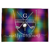 Kleurrijke lijnen Custom Elegant Golf Monogram Ont Groot Cadeauzakje (Achterkant)