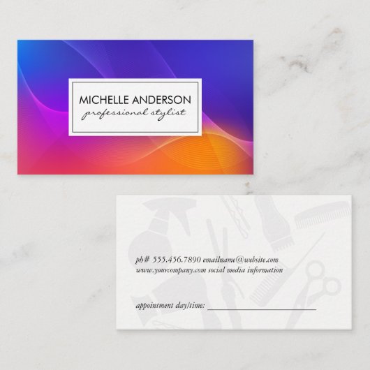 Kleurrijke lijnen en golven Abstract Afsprakenkaartje (Voorkant / Achterkant)