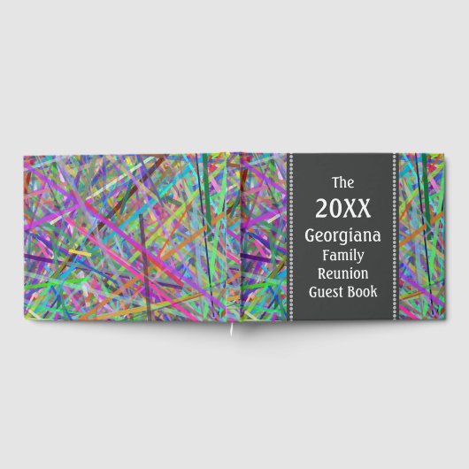 Kleurrijke lijnen Family Reunion Guest Book Gastenboek (Volledig)