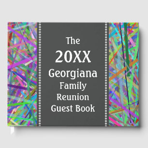 Kleurrijke lijnen Family Reunion Guest Book Gastenboek