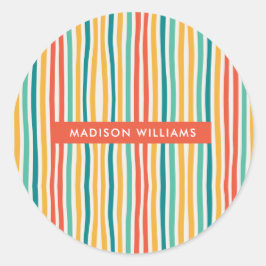 Kleurrijke lijnen, klassieke ronde sticker