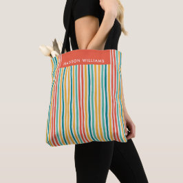 Kleurrijke lijnen tote bag