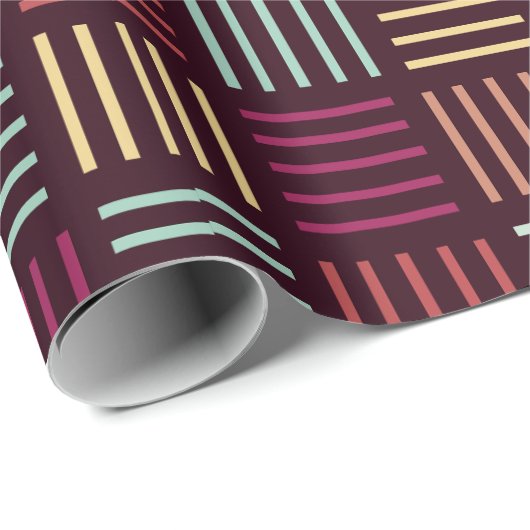 Kleurrijke lijnen vierkant cadeaupapier (Rol Hoek)