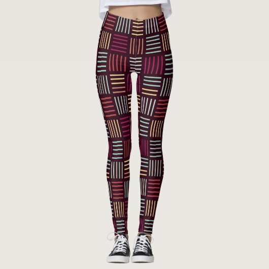 Kleurrijke lijnen vierkant leggings (Voorkant)