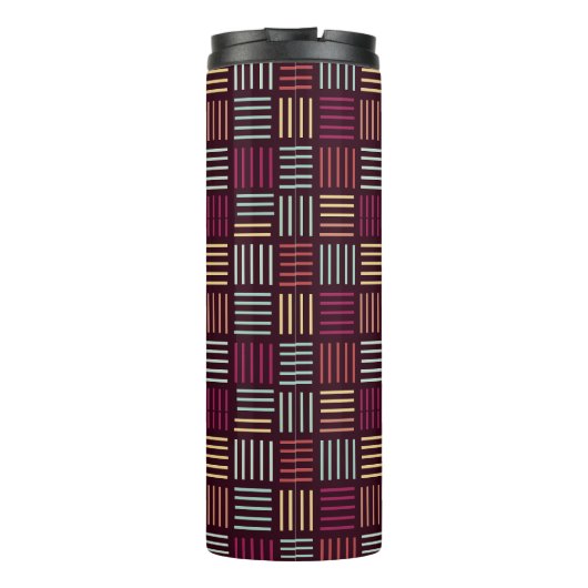 Kleurrijke lijnen vierkant thermosbeker (Achterkant)