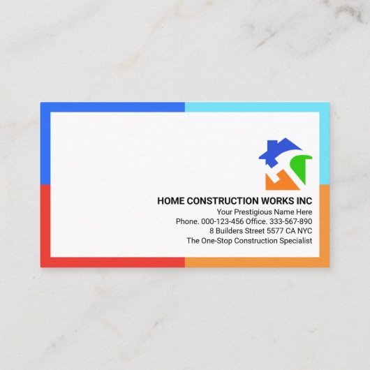 Kleurrijke Lijst Handyman Constructie Visitekaartje (Achterkant)