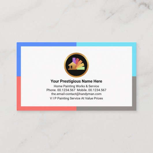 Kleurrijke Lijsten penseel schilderij Stripe Visitekaartje (Achterkant)