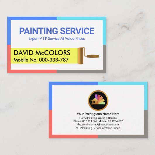 Kleurrijke Lijsten penseel schilderij Stripe Visitekaartje (Voorkant / Achterkant)