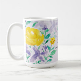 Kleurrijke Lila Boho Floral Waterverf Koffiemok