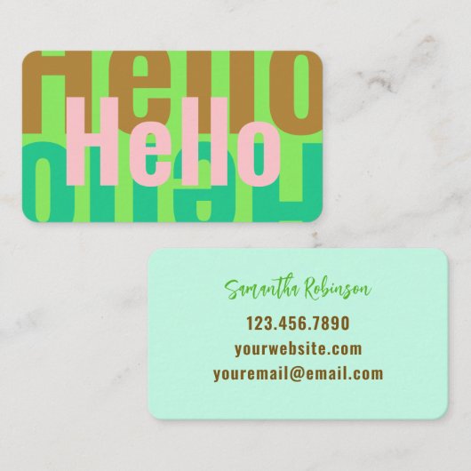 Kleurrijke Limoen Hallo Emerald Green Tan Pink Visitekaartje (Voorkant / Achterkant)