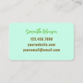 Kleurrijke Limoen Hallo Emerald Green Tan Pink Visitekaartje (Achterkant)