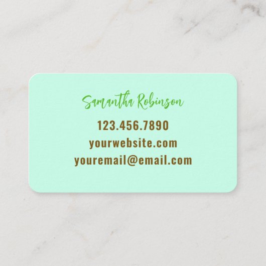 Kleurrijke Limoen Hallo Emerald Green Tan Pink Visitekaartje (Achterkant)