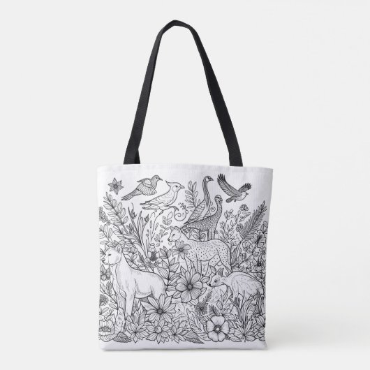 Kleurrijke Line Art Design Kleuren Tote Bag (Achterkant)