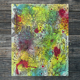 Kleurrijke Line Art Ink en Waterverf Splashes Legpuzzel