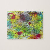 Kleurrijke Line Art Ink en Waterverf Splashes Legpuzzel (Horizontaal)