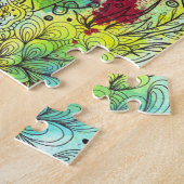 Kleurrijke Line Art Ink en Waterverf Splashes Legpuzzel (Zijkant)